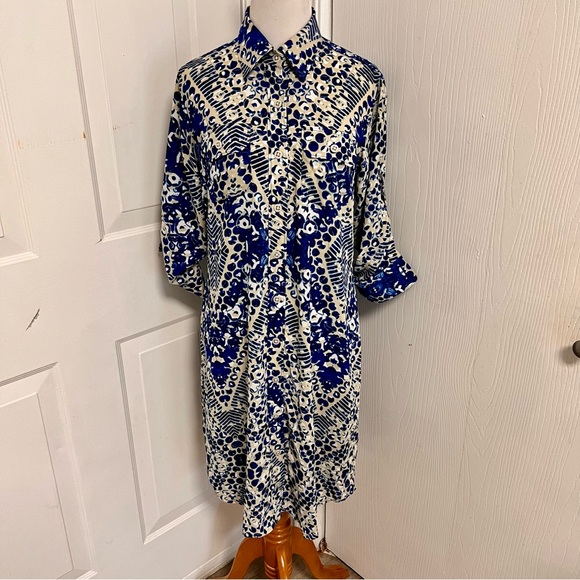 Cabi Blue Jewel Tunic Belted Button Down Dress A5 - Picture 1 of 7